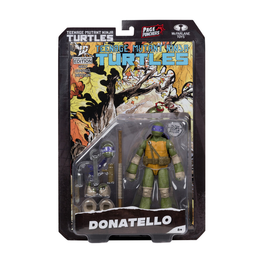 figura de donatello page punchers teenage mutant ninja turtles de 5 con cómic