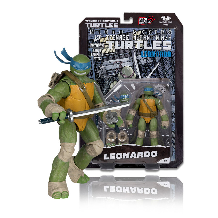 figura de leonardo page punchers teenage mutant ninja turtles de 5 con cómic