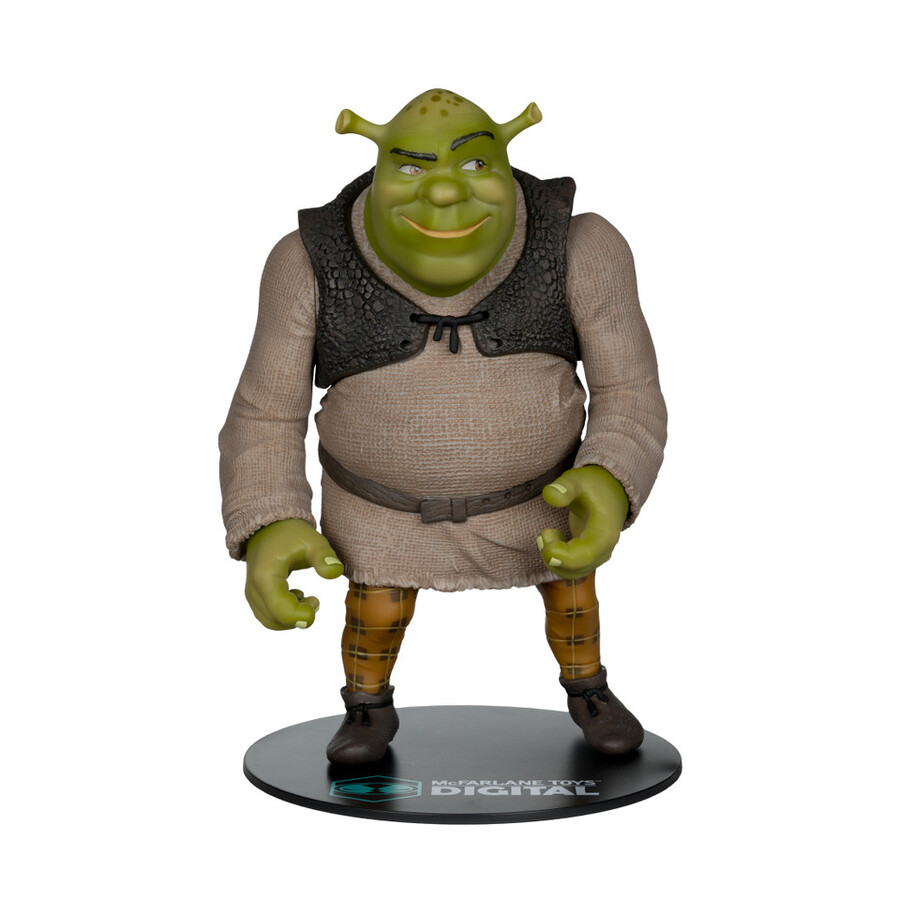 figura posada de shrek movie maniacs shrek de 12 con coleccionable digital. etiqueta dorada exclusiva de mcfarlane toys store.