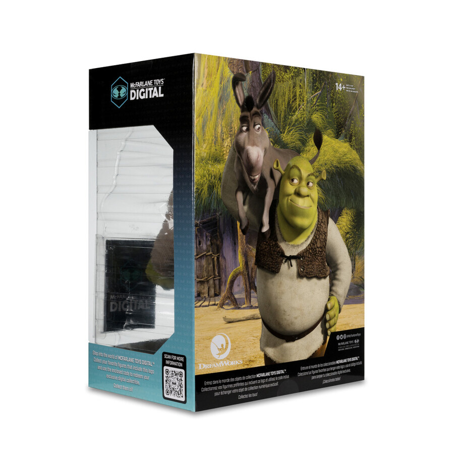 figura posada de shrek movie maniacs shrek de 12 con coleccionable digital. etiqueta dorada exclusiva de mcfarlane toys store.