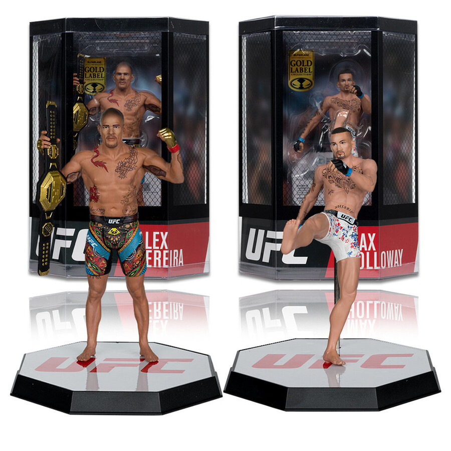 paquete gold label de alex pereira max holloway ufc 2 figuras de 7 mcfarlanes sportspicks con coleccionable digital exclusivo