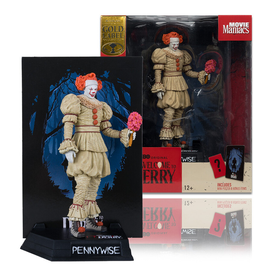 pennywise flashback bienvenido a derry figura posada de 6 etiqueta dorada