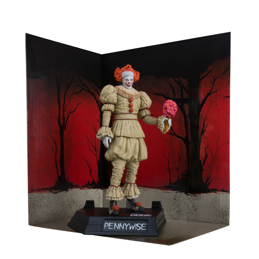 pennywise flashback bienvenido a derry figura posada de 6 etiqueta dorada